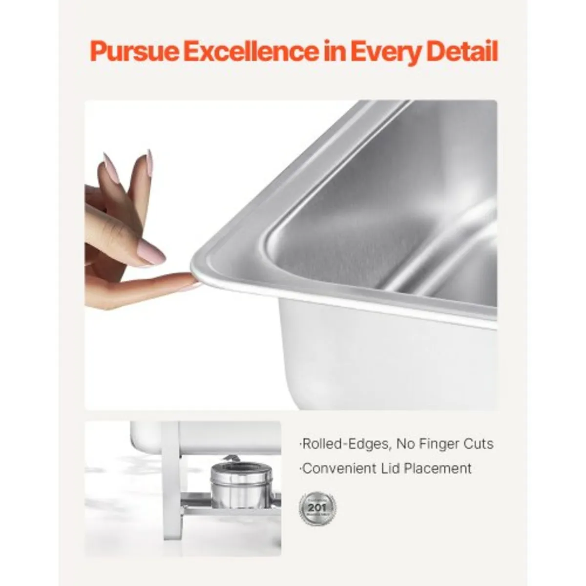 Buffet Set, 8 Qt 4 Pack, Stainless Steel Chafer wi - Image 3