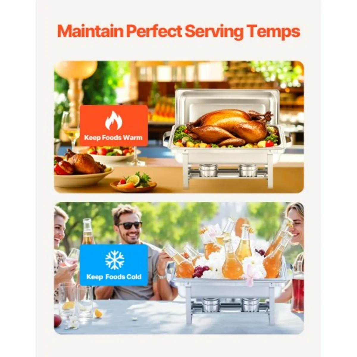 Buffet Set, 8 Qt 4 Pack, Stainless Steel Chafer wi - Image 4