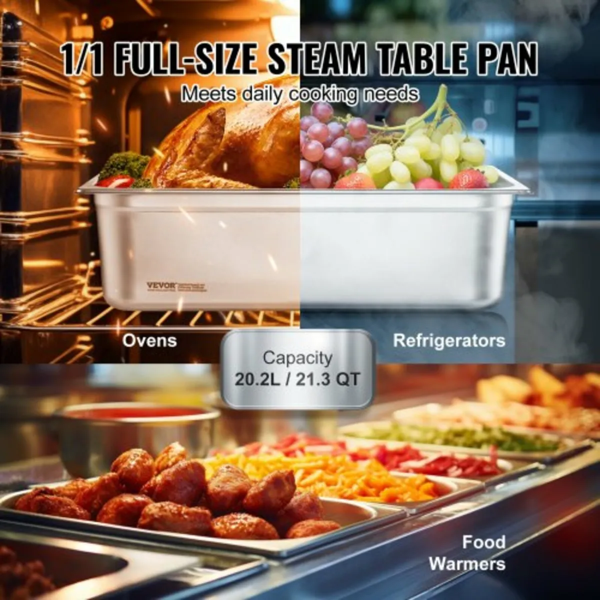 6 Pack Hotel Pans, Full Size Anti-Jam Steam Pan, 0 - Image 2