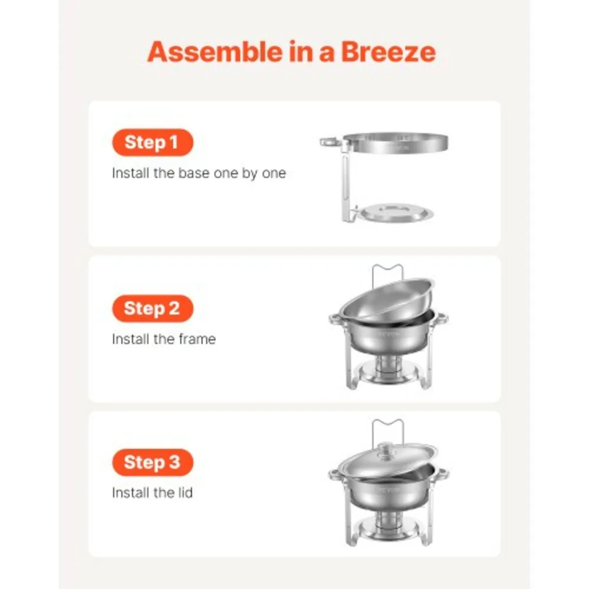 Chafing Dish Buffet Set, 5 Qt 2 Pack, Stainless St - Image 4
