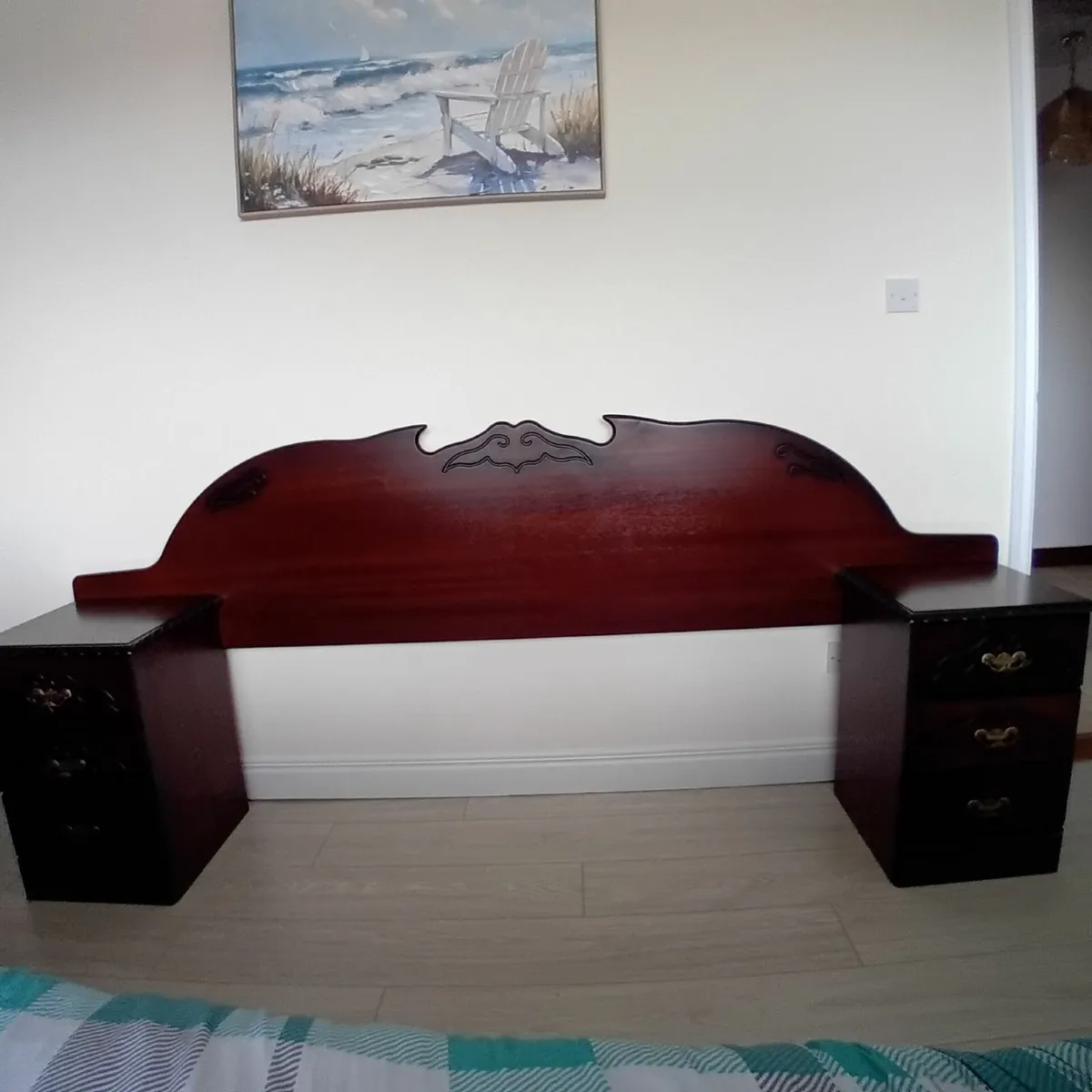 Bed side lockers with head board - Image 1