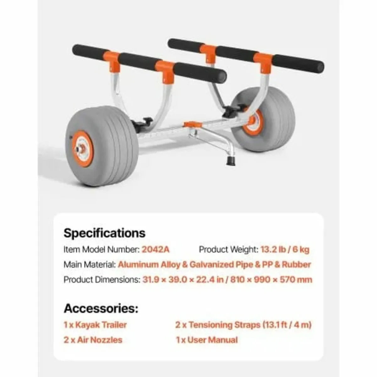 Kayak Cart, 158.8 kg Load Capacity, Kayak Trolley - Image 3