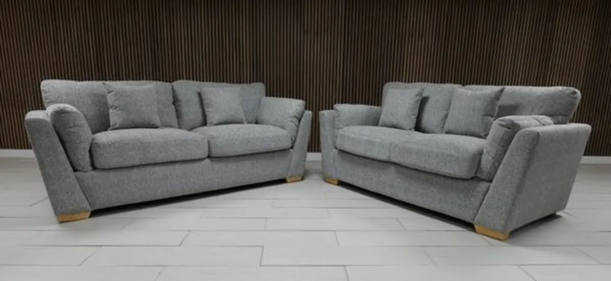 Emme Grey Pebble Fabric Fullback Sofa - Image 1