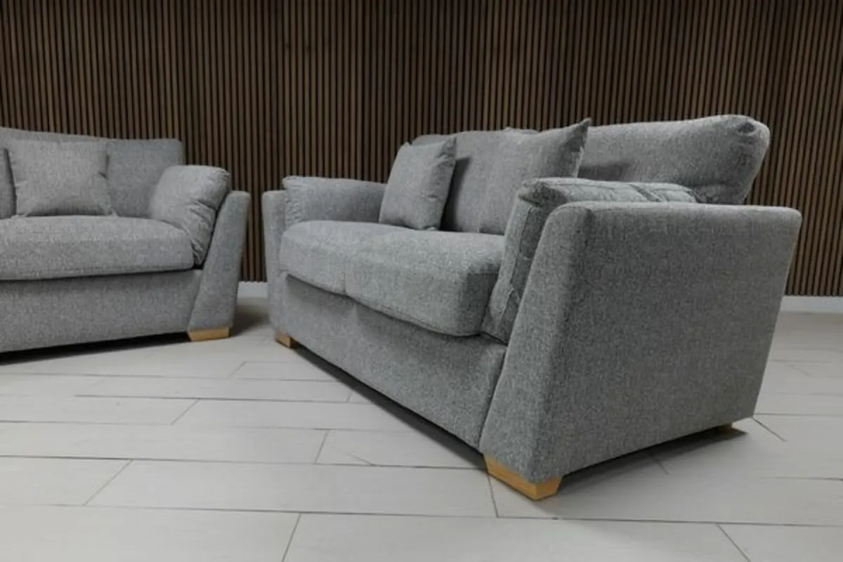 Emme Grey Pebble Fabric Fullback Sofa - Image 3