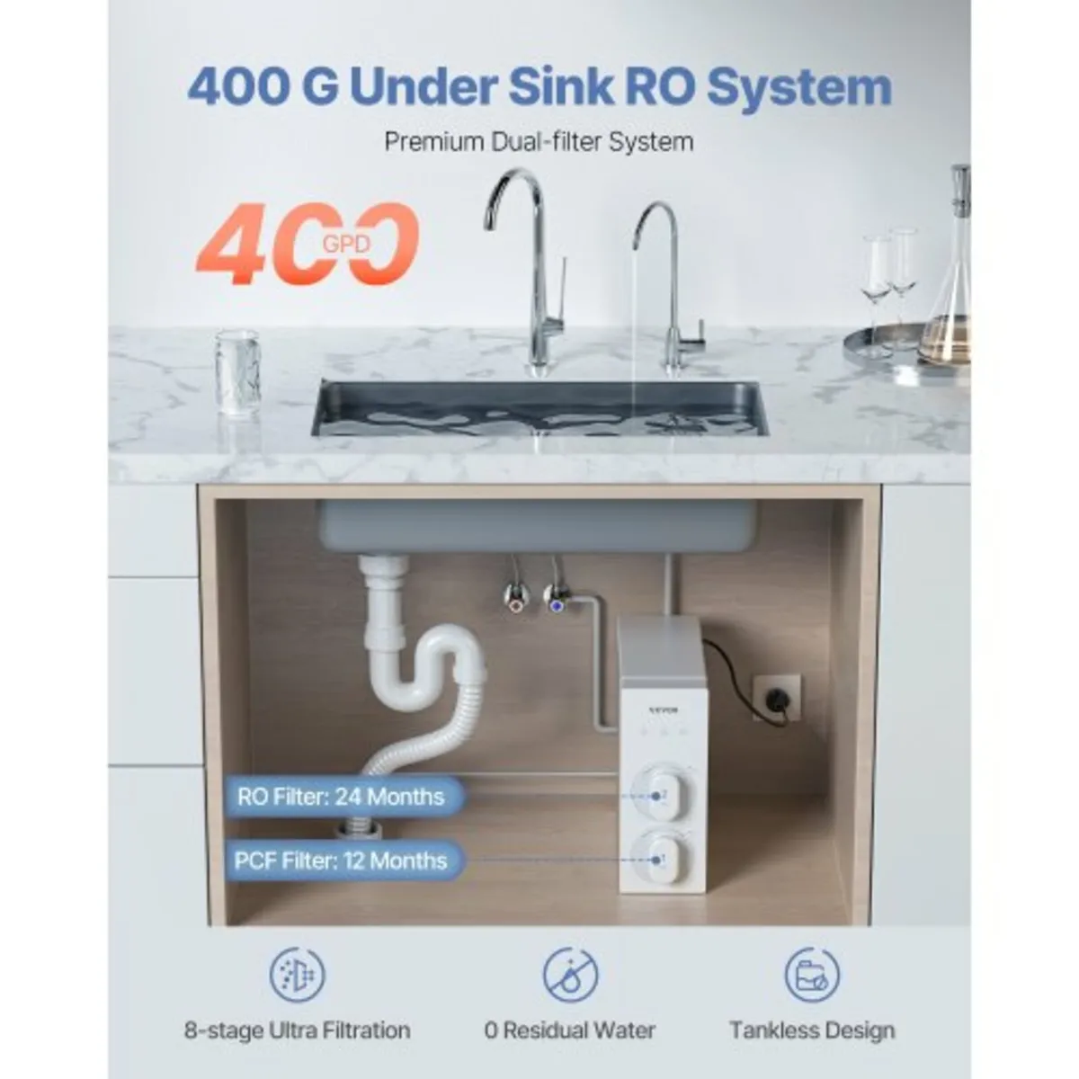 Reverse Osmosis System, 400 GPD 8-stage Tankless R - Image 4