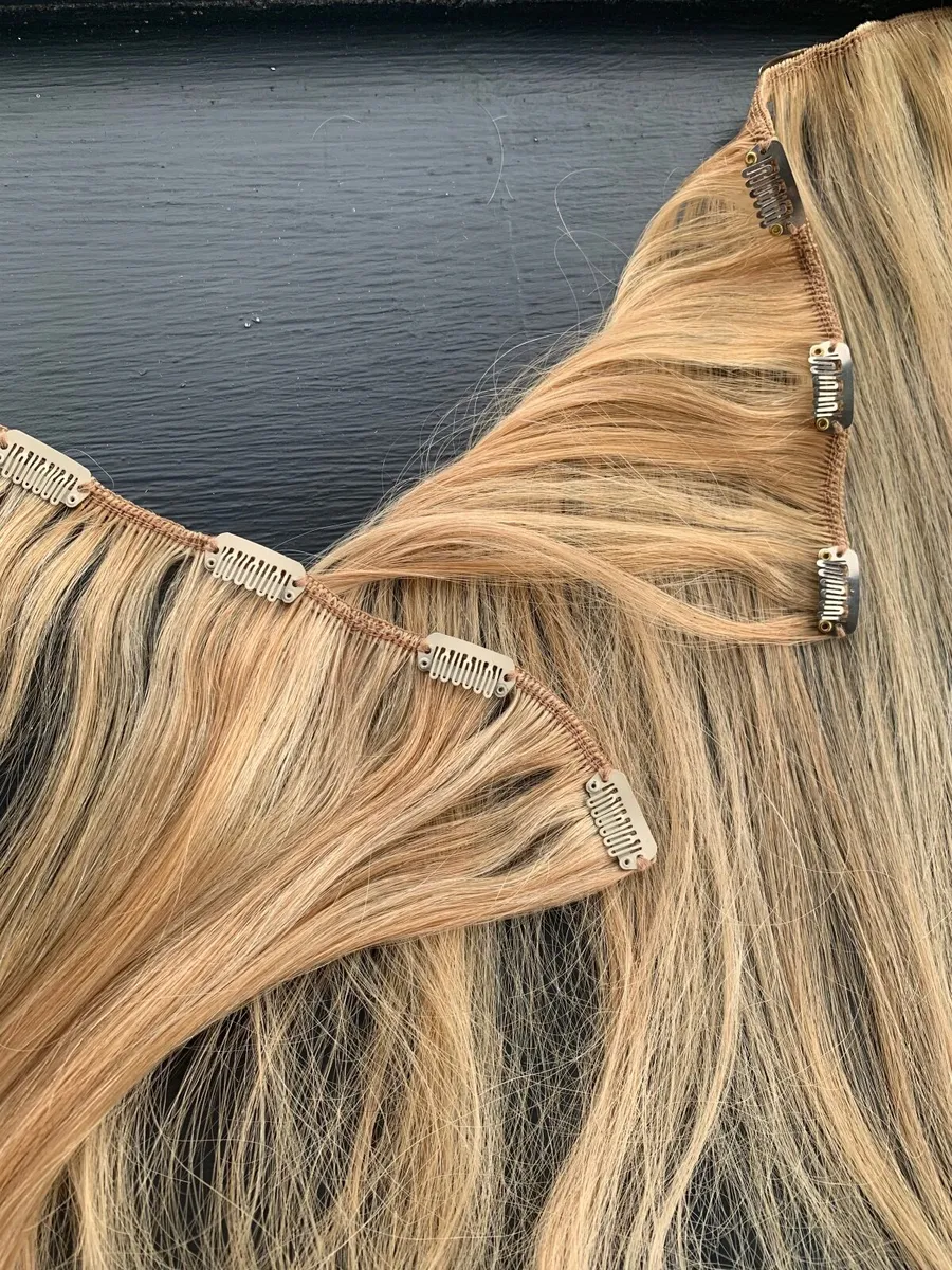 100% Human Hair Clip-in Blond Extensions American - Image 4