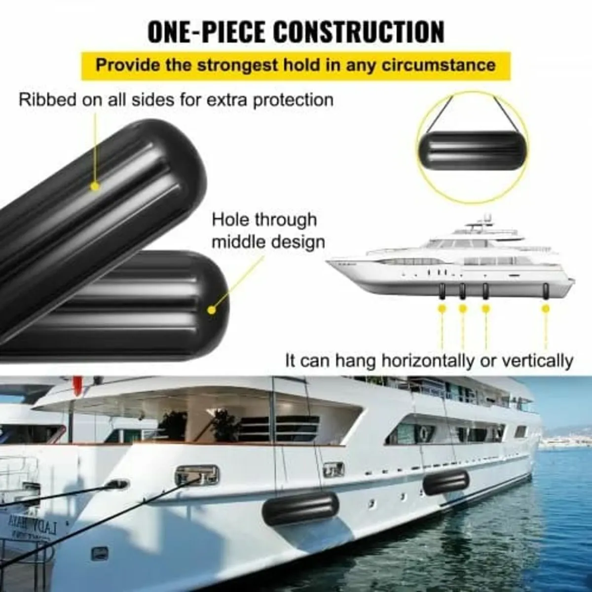 Boat Fenders, 10" x 28" Ribbed Fender, 4 Pack Boat - Image 4