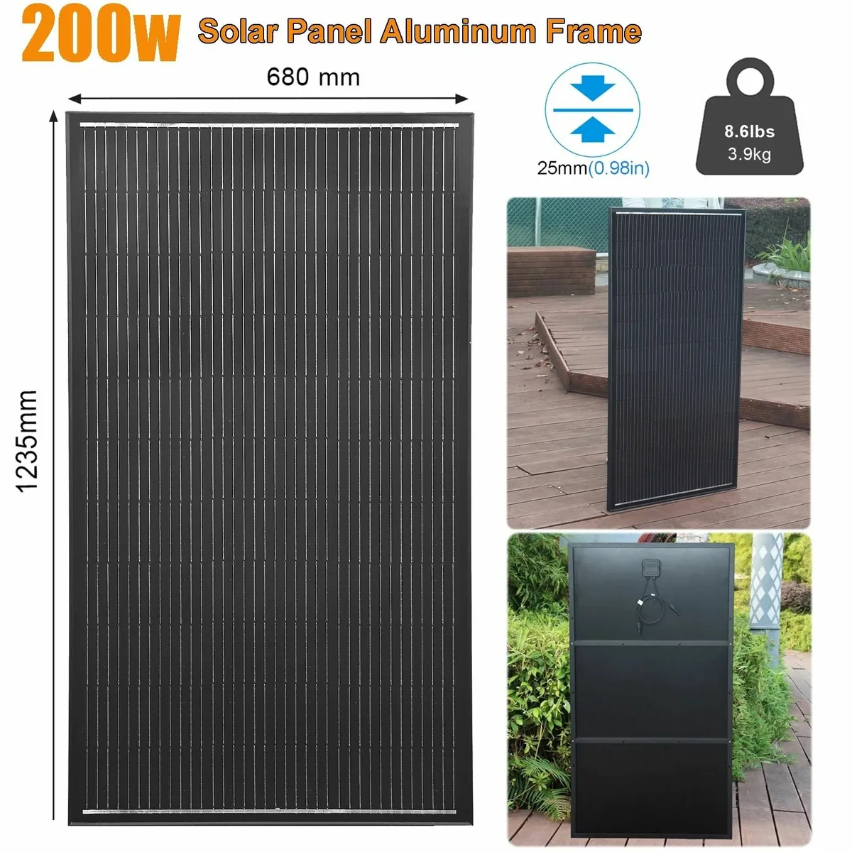400W Solar Panel Kit 12V 2x200W Aluminium Frame - Image 4