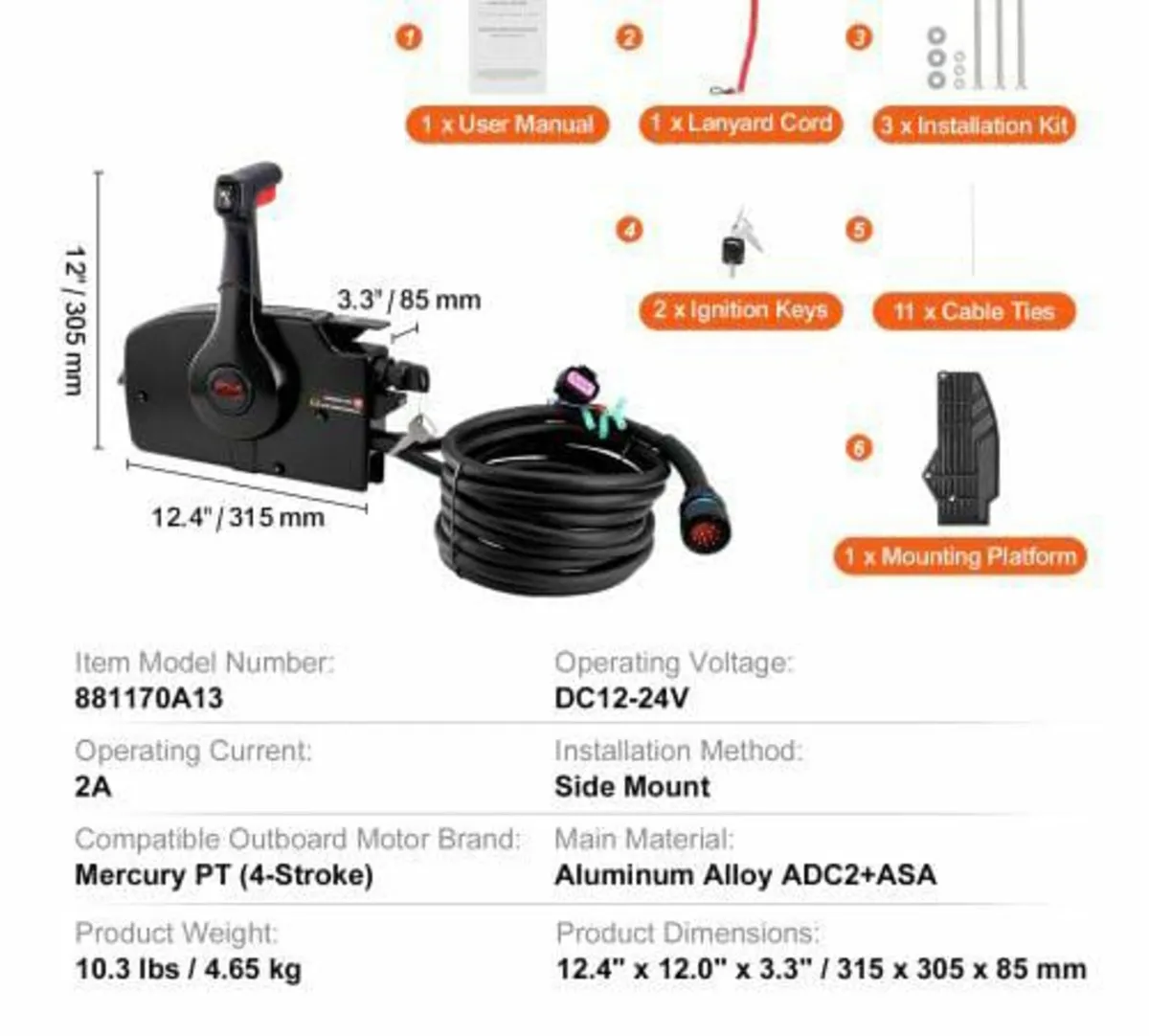 Throttle Control, 881170A13 Side-Mounted Outboard - Image 4