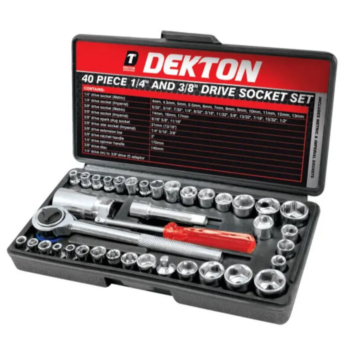 NEW Professional 40pc 1/4" & 3/8" Socket Set - Image 1