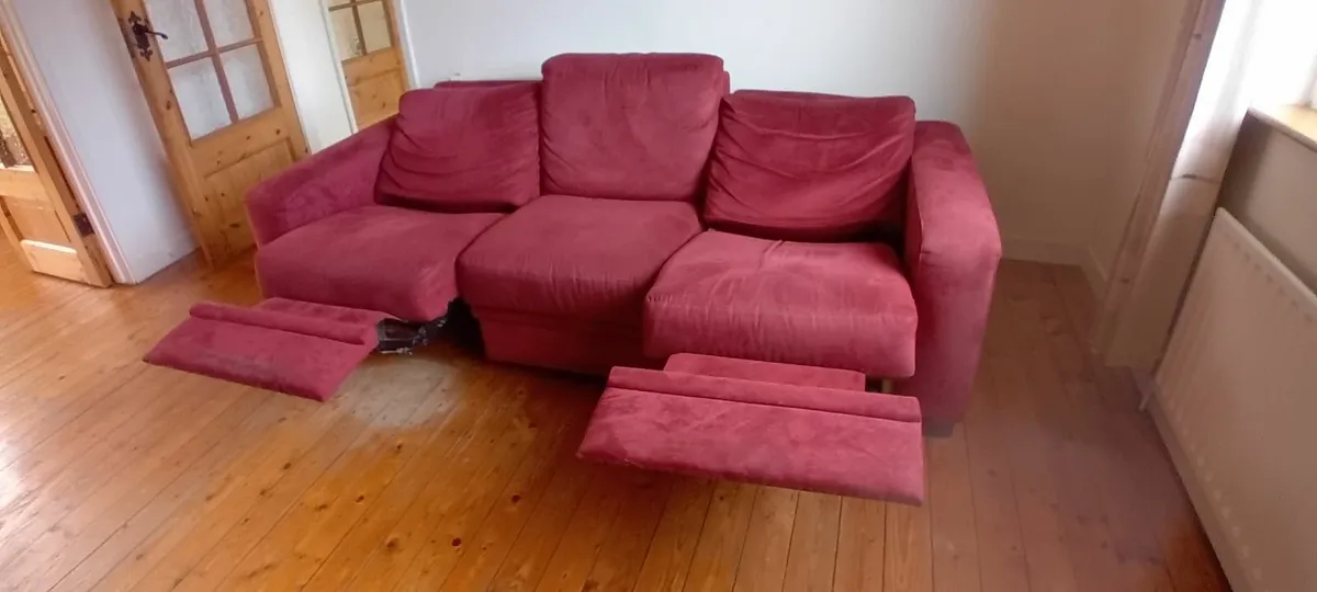 Red Sofa with matching Armchair - Image 2
