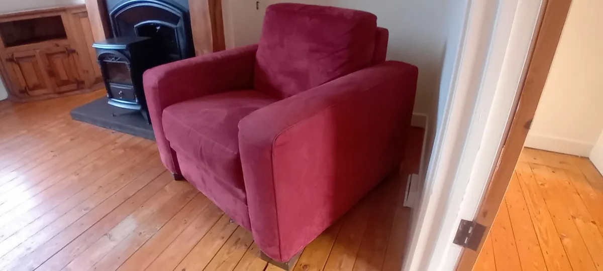 Red Sofa with matching Armchair - Image 3