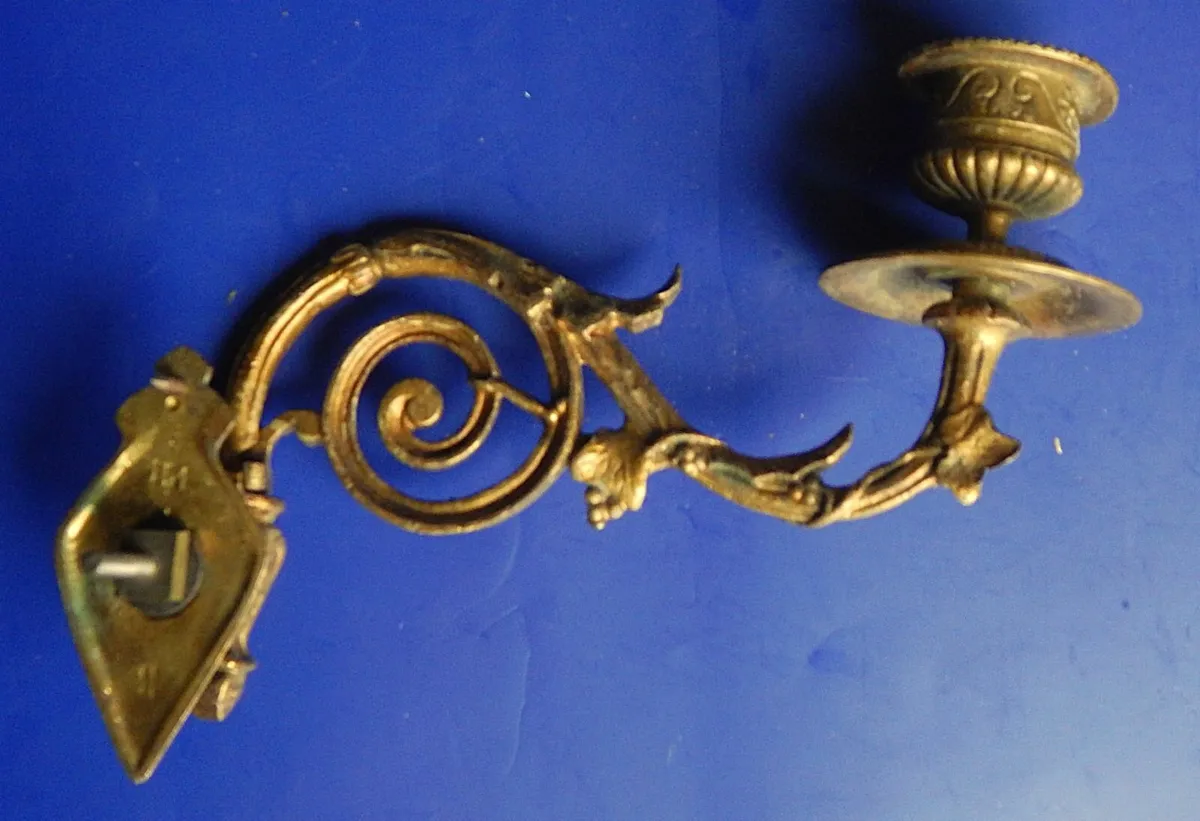 Pair of Vintage Brass Wall / Piano Candle Sconces - Image 4