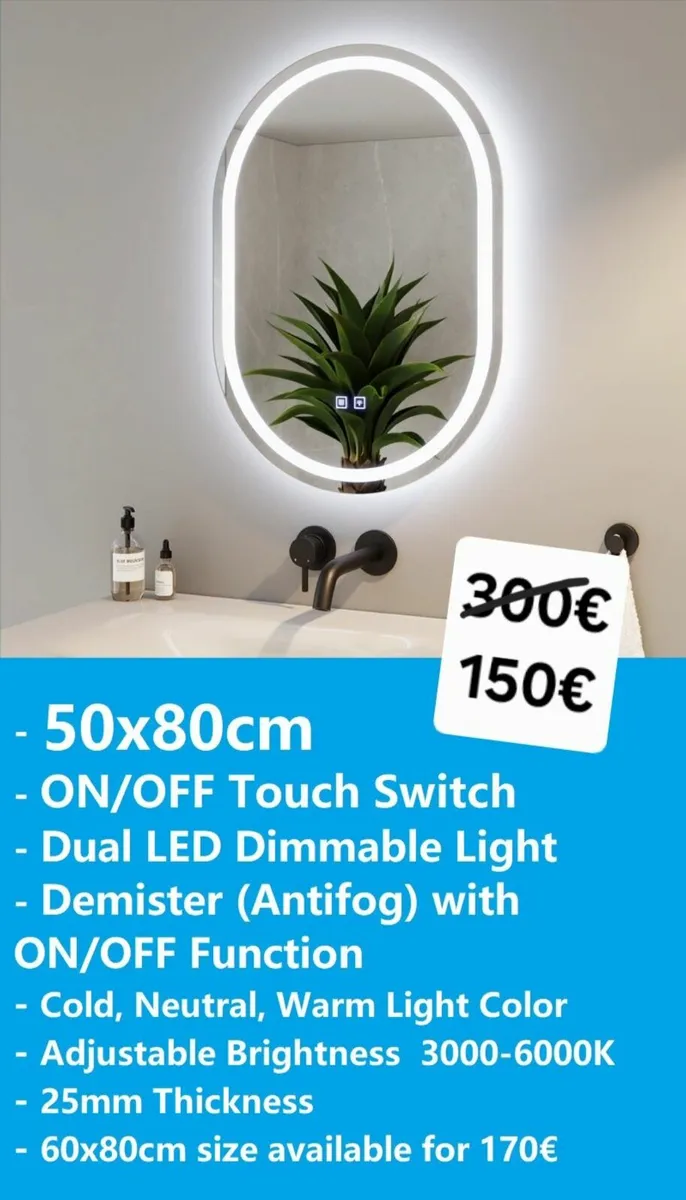 LED Bathroom Mirror 50x80cm