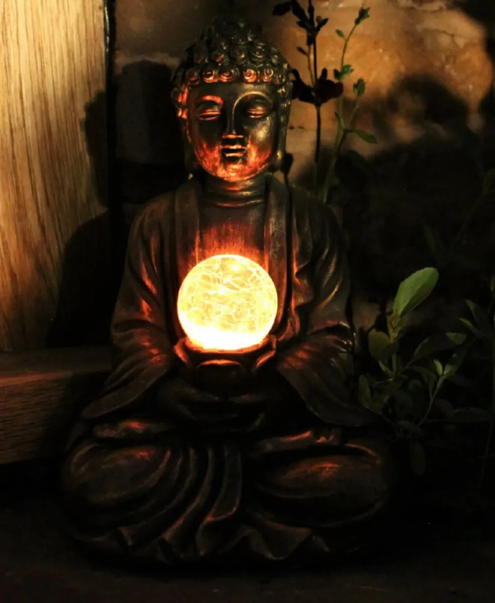 Garden Ornament Solar Buddha ZEN Colour Changing - Image 2