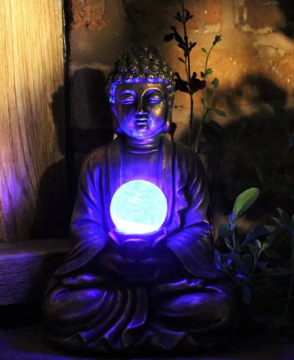 Garden Ornament Solar Buddha ZEN Colour Changing - Image 4