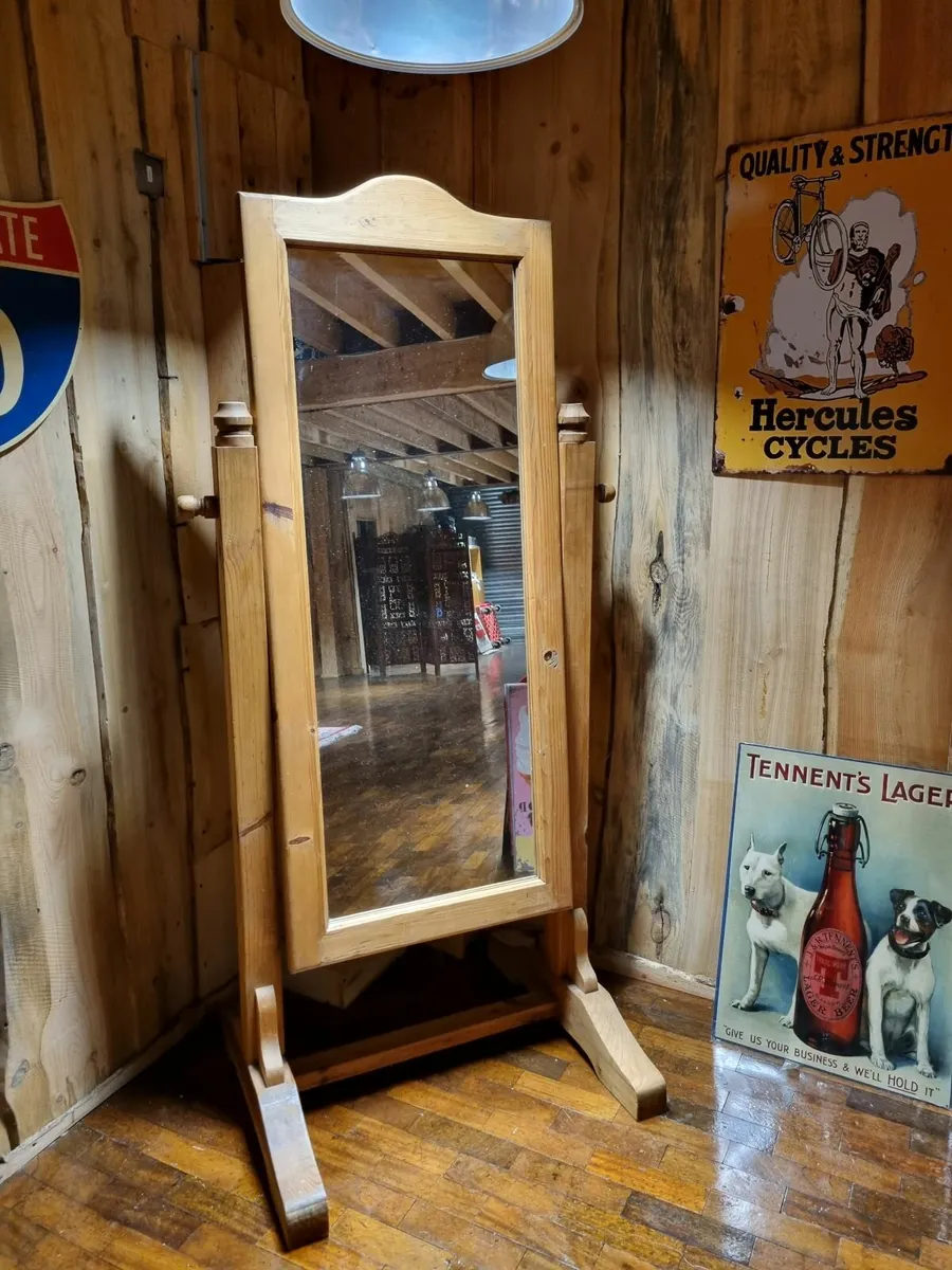 Large Plank Pine Standing Mirror - Image 1