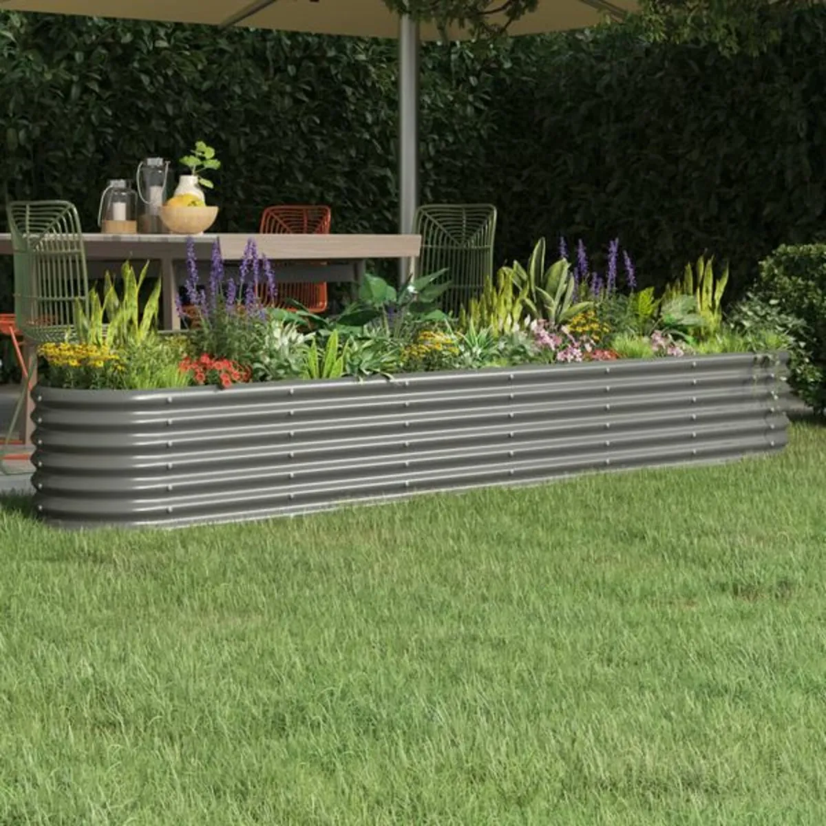 Garden Raised Bed Galvanised Steel 152x40x68 cm Gr - Image 1