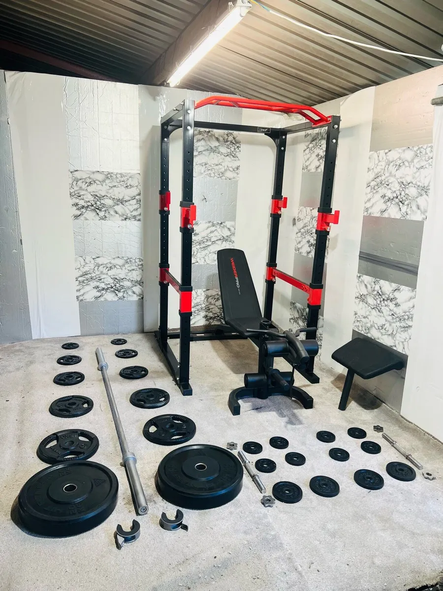 COMMERCIAL GYM SET OLYMPIC WEIGHT BAR BENCH DUMBLS - Image 3