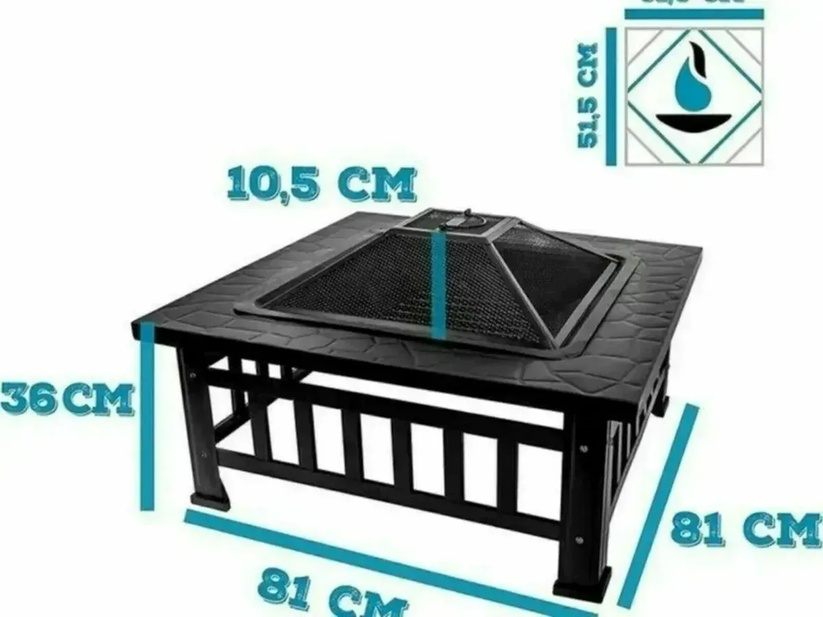 Fire Pit 3 in 1 Outdoor Square Metal Garden Stove - Image 3