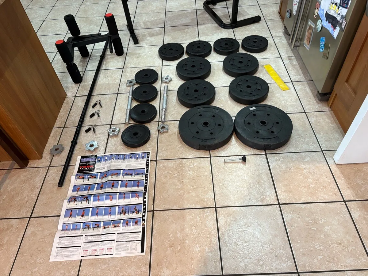 WEIGHT BENCH, PULL DOWN LAT, LEGS, WEIGHTS, BARS!! - Image 2