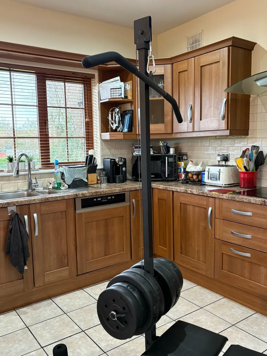 WEIGHT BENCH, PULL DOWN LAT, LEGS, WEIGHTS, BARS!! - Image 3