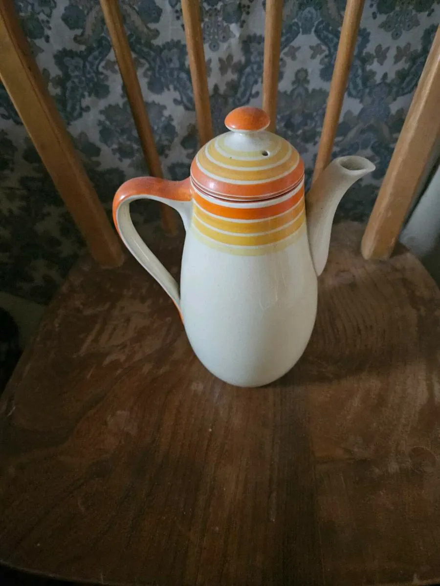 Vintage Retro Clay Pottery Coffee Pot - Image 2