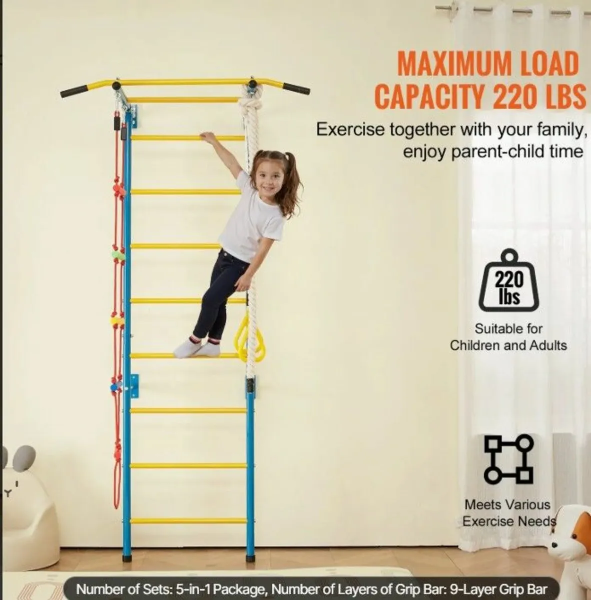 Swedish Wall Ladder Wall Gym - Image 2