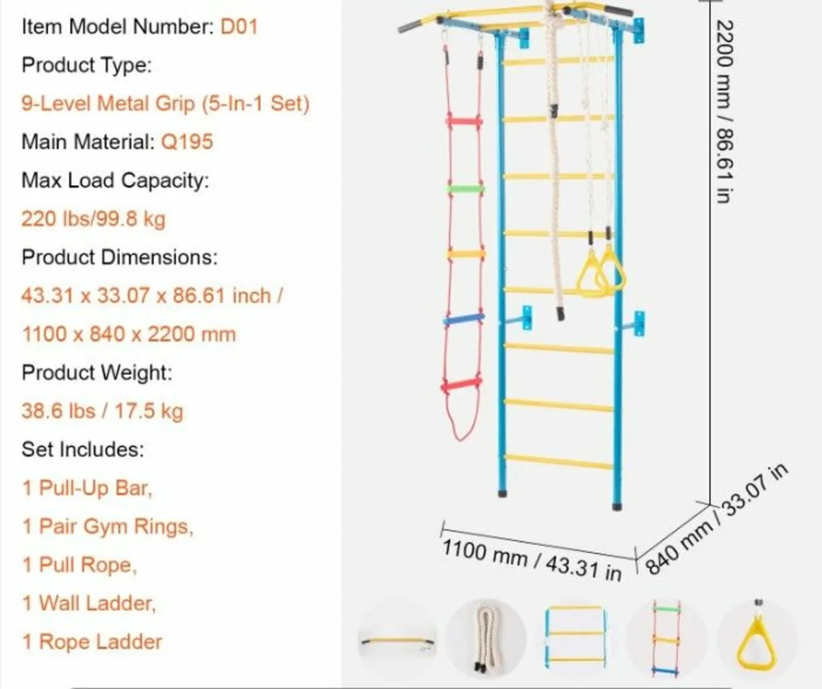 Swedish Wall Ladder Wall Gym - Image 4