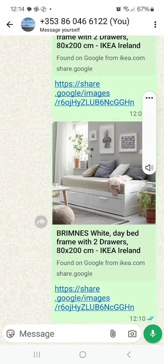 Ikea white day bed with two drawers