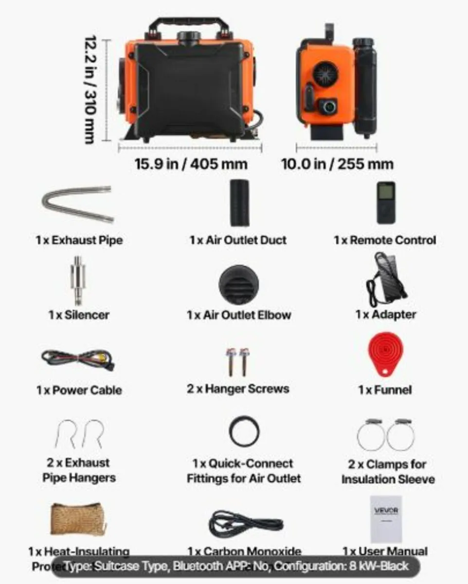 Diesel Heater,8KW, DC 12V/24V,All in One Portable - Image 2