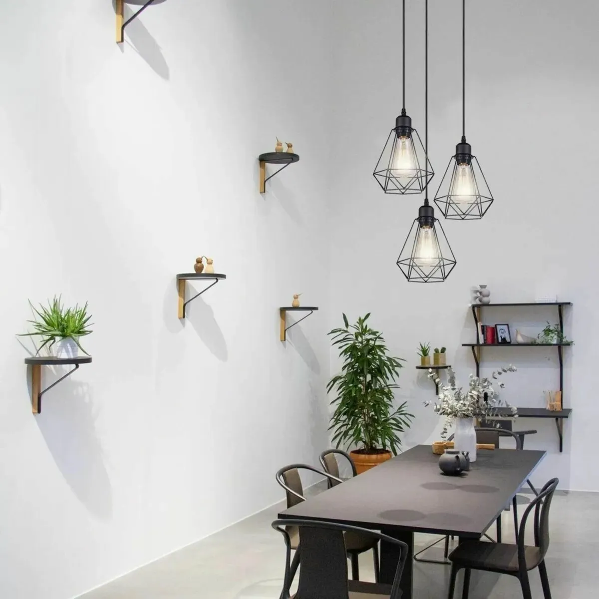 Vintage Black Metal Cage Ceiling Hanging Lamp - Image 2