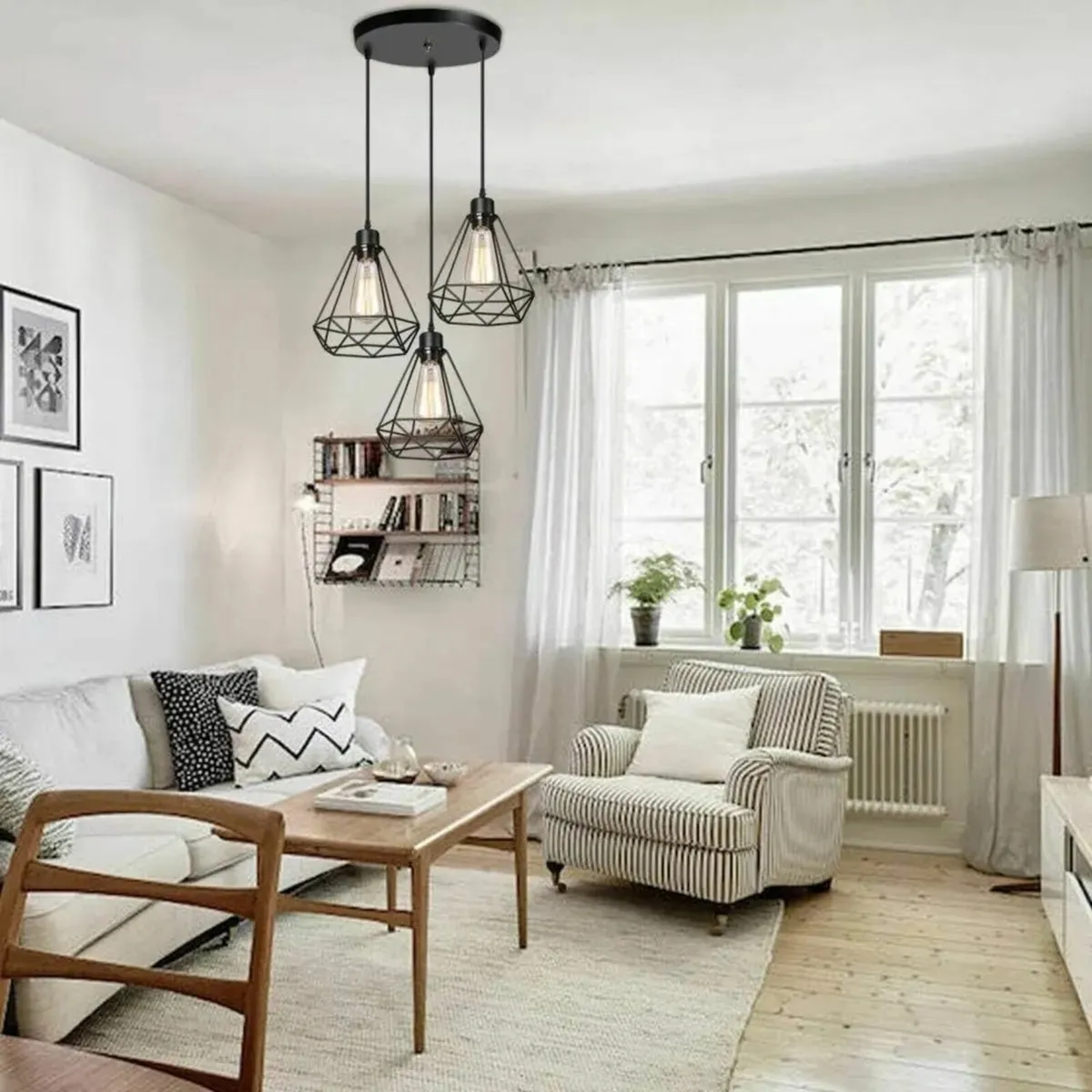 Vintage Black Metal Cage Ceiling Hanging Lamp - Image 3