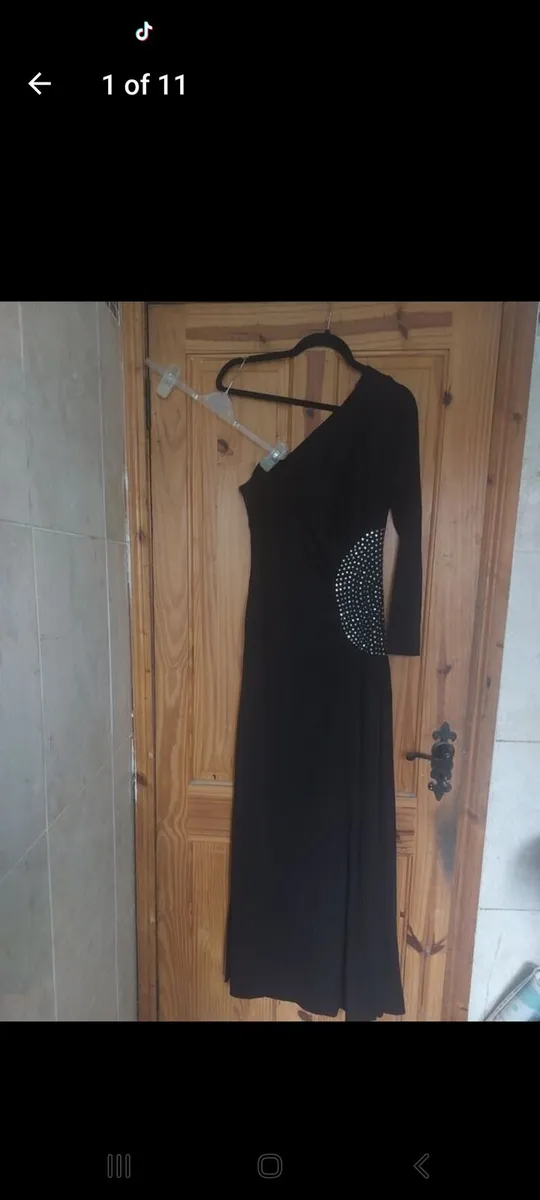 Vintage black one shoulder diamond dress free post - Image 1