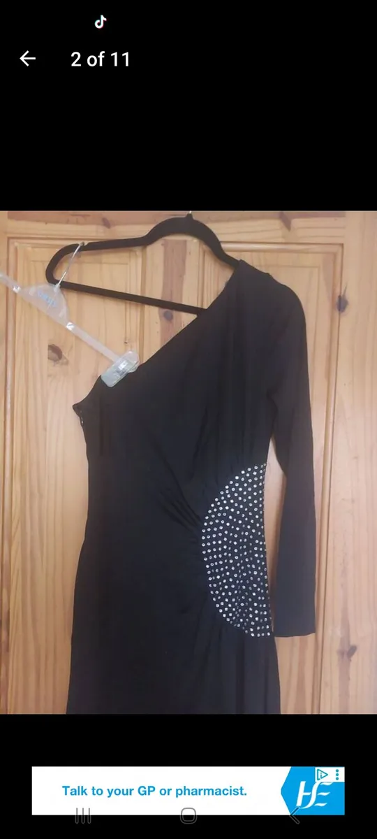 Vintage black one shoulder diamond dress free post - Image 2
