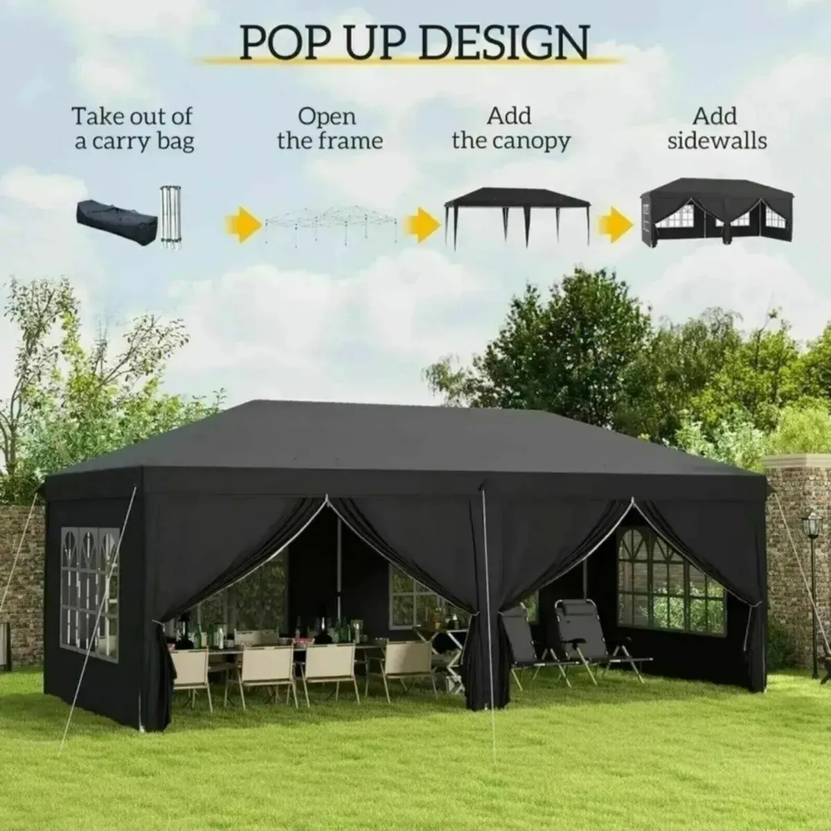 Gazebo Pop Up Outdoor 3x6m Waterproof Tent - Image 4