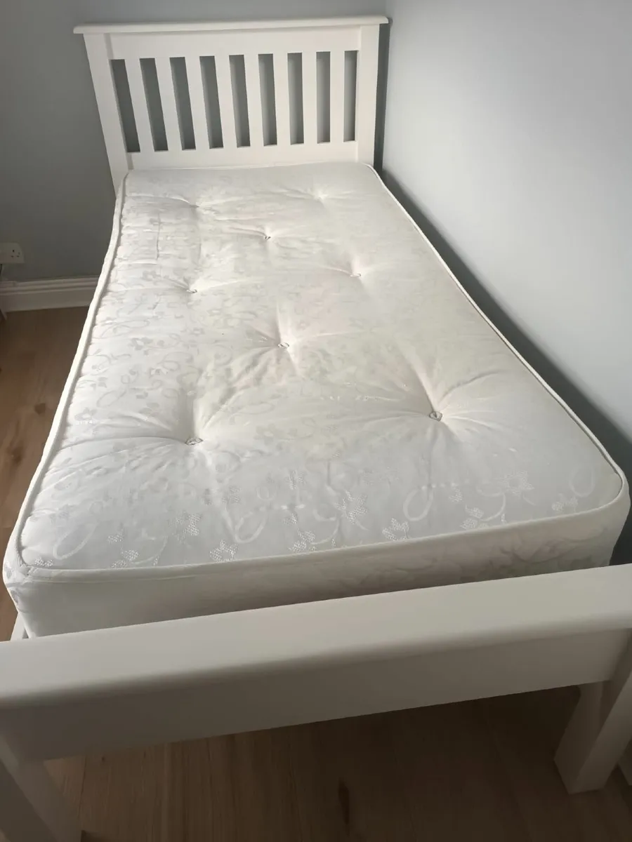 3ft White Timber Frame Single Bed and Mattress - Image 3