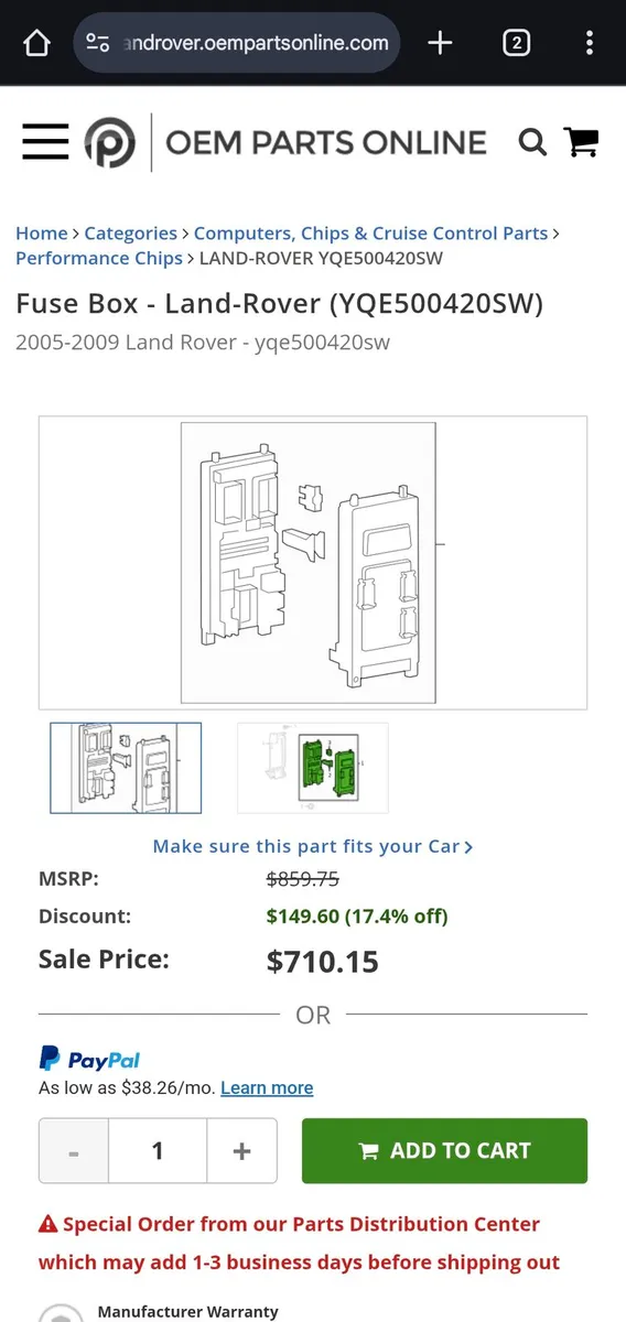 Land Rover Range Rover Sport Rear Fuse Relay Box - Image 4