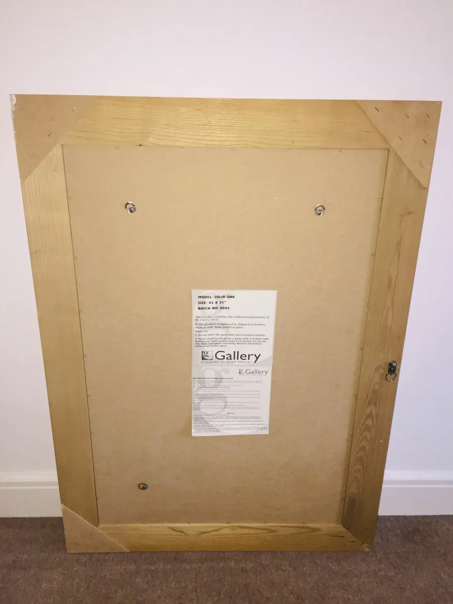 Solid wood oak mirror 43 x 31" - Image 4