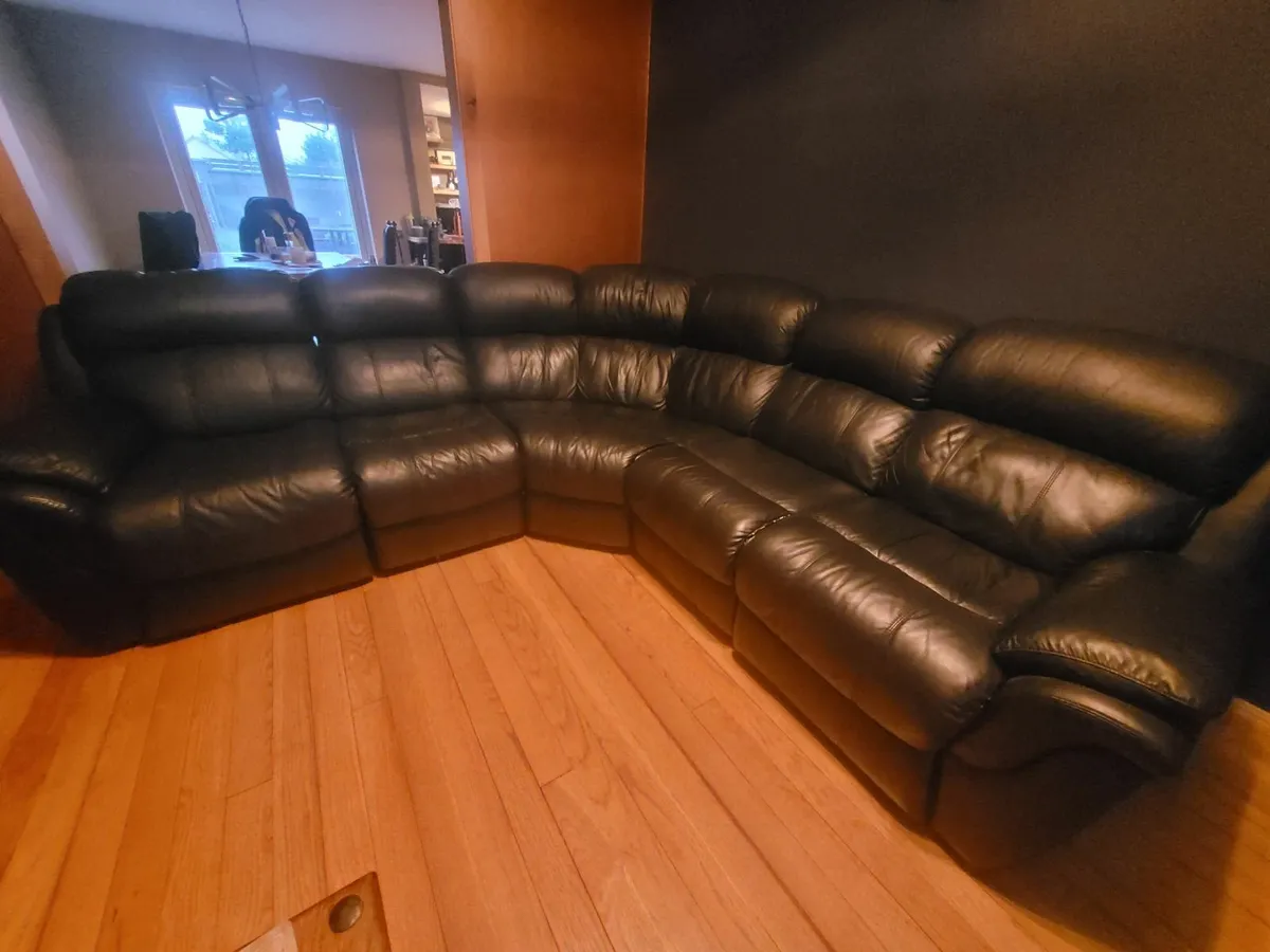 Black Leather "L shape" couch - Image 1