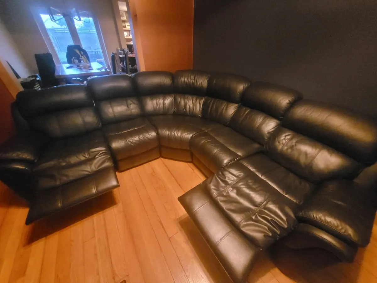 Black Leather "L shape" couch - Image 2
