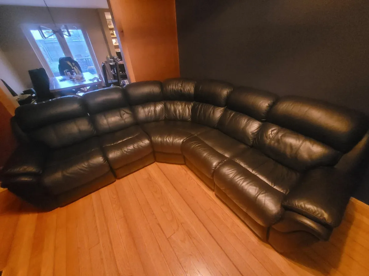 Black Leather "L shape" couch - Image 3