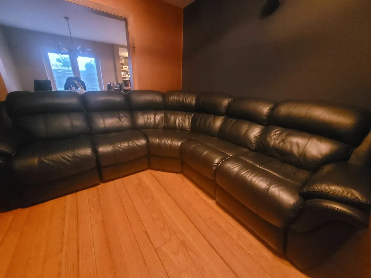 Black Leather "L shape" couch - Image 4