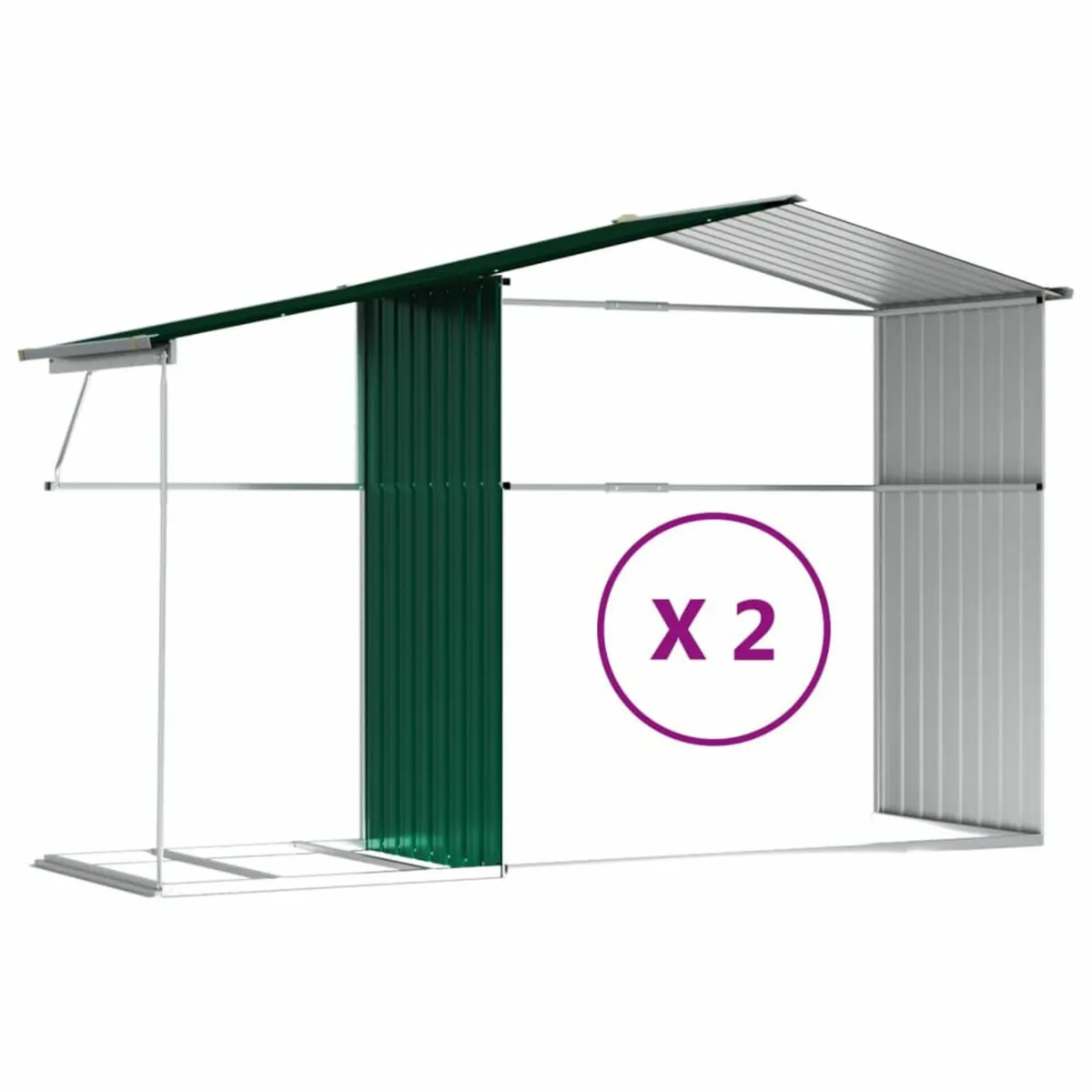 Garden Shed Green 277x279x179 cm Galvanised Steel - Image 4