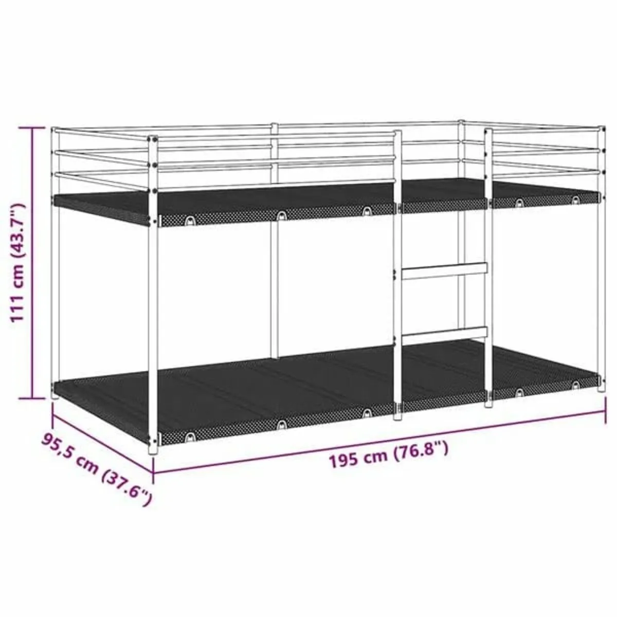 Bunk Bed without Mattress Black 90x190 cm Steel

D - Image 2