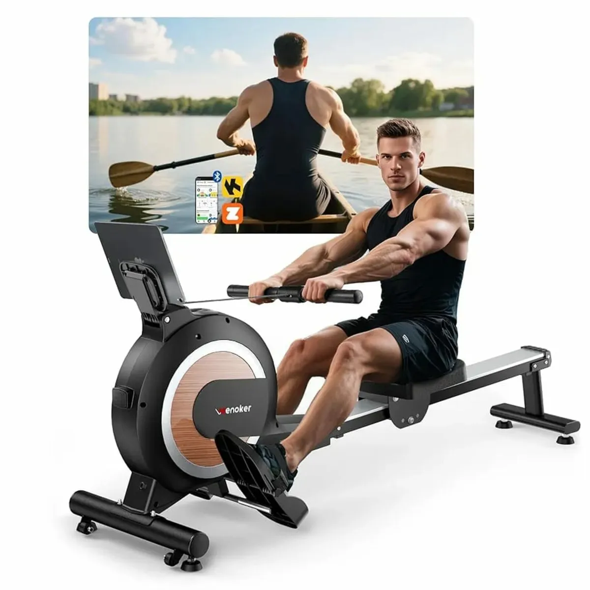 Rowing Machine APP Compatible，Indoor Exercise Equi - Image 1