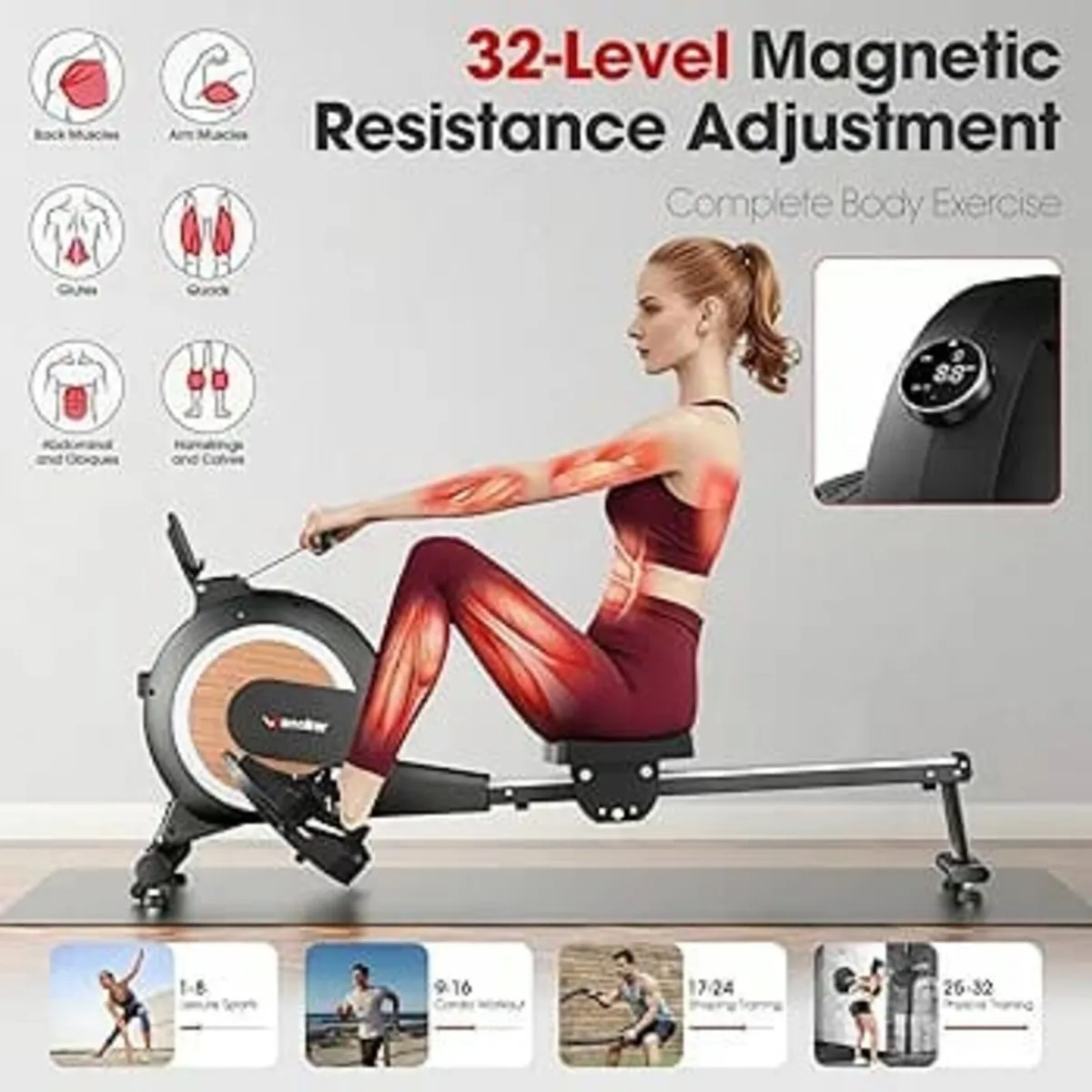 Rowing Machine APP Compatible，Indoor Exercise Equi - Image 4