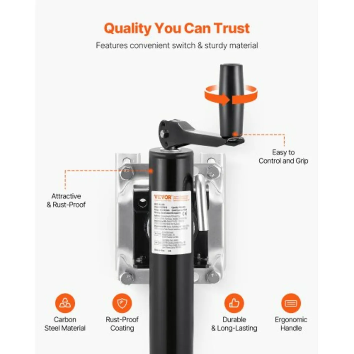 Trailer Jack, 2000 lbs Dynamic Load Capacity, Heav - Image 3