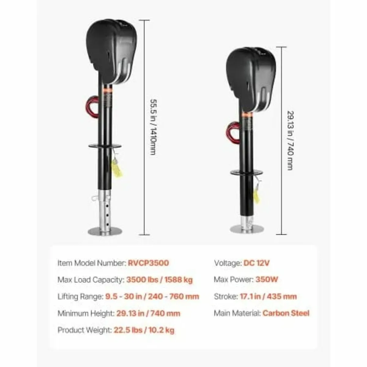 Electric Trailer Jack, 3500 lbs, Heavy Duty RV Ele - Image 2