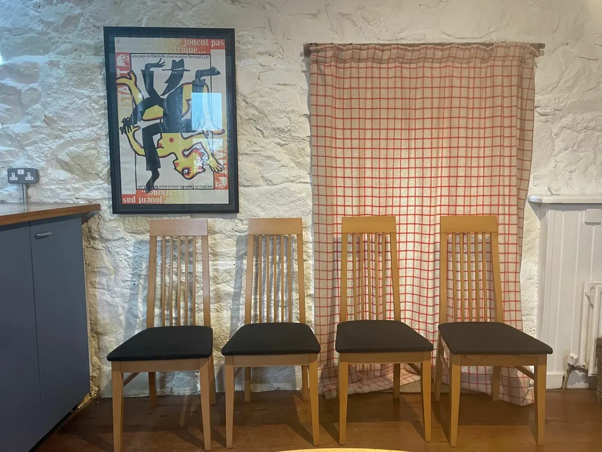 4 Beechwood Dining Chairs - Image 1